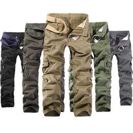 Vintage Mens Tactical Pants Casual Pockets Cargo Pants Cotton Military Trousers Modish Quality Pantalon Homme Straight Slim Pant Y286R