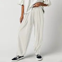 Women's Pants Elegant 2023 Y2k Vintage Trousers Fashion Elastic Waist Pocket Workwear Casual Pantalones Holgados Mujer
