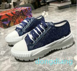 Casual Shoes Luxury designer shoes Low-top Denim sneakers white blue pink high-top Men's and women's Lace-up Print Sneaker