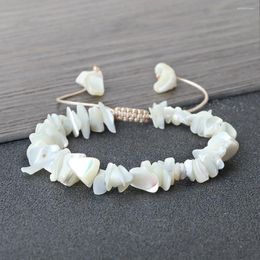 Strand Irregular Shape Freshwater Shell Beads Bracelet Handmade Adjustable Mother Of Pearl Bangles Chain Jewelry Boho Pulsera Gift