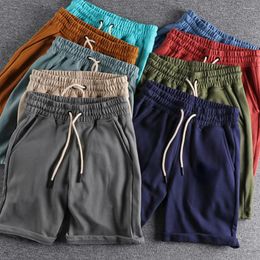 Men's Shorts 10-color Heavy-weight Summer Knitted Cotton Japanese Terry Vintage Sports Drawcord Five-point Casual And Pants For Men