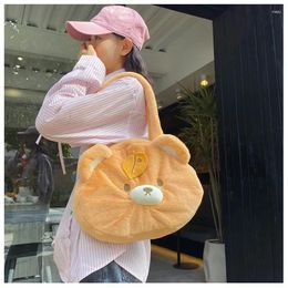 Evening Bags Bear Plush Shoulder Bag Female 2023 Autumn And Winter Cartoon Cute Doll Handbag Women Head Tote