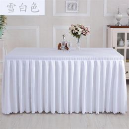 Table Skirt White Colour Polyester Fabric One-piece With Tablecloth Pleated Cover For Wedding Party Banquet Decoration