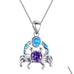 Pendant Necklaces Pendant Necklaces Exquisite Cute Crab Animal Crystal Necklace For Women Jewelry Accessories Bohemian State Dhgarden Dheum