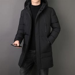 Men's Down Parkas Plus Size 8XL Winter Jacket Men Duck Solid Color Large Pocket Hooded Jackets Business Casual Windproof Long Coat 231102