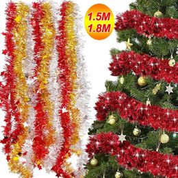 Decorative Flowers Colourful Christmas Ribbon Garland Xmas Tree Wrapping Ribbons Bar Tops Wedding Party Year Home Decoration With Stars
