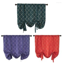 Curtain Nordic Embroidery Striped Plaid Waterproof Window Tie Up Bowknot Blackout Shades Darkening Valance Rod Pocket Home