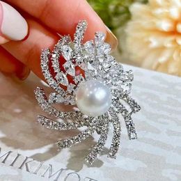 Brooches MeibaPJ 10-11mm Natural White Pearl Flower Corsage Brooch Fashion Sweater Jewelry For Women Empty Tray