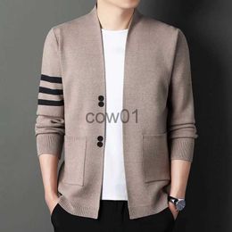 Men's Sweaters Men Spring New V-neck Striped Long Sleeve Cardigan Brand Clothing Casual Loose Sweater Coat Hommes Slim Business Social Knitwear J231102