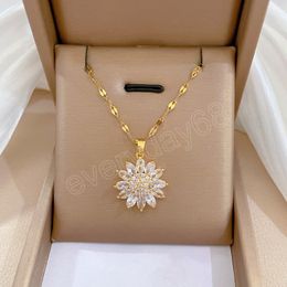 Fashion sunflower crystal necklace women luxurious gold Jewellery femme banquet wedding accessories