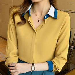 Women's Blouses Blusas Mujer De Moda 2023 Autumn Office Chiffon Blouse Women Shirt Korean Fashion Ladies Tops Long Sleeve Woman Clothes