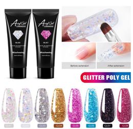 Glitter Nail Extenion Gel 15ml Nail Acrylic Hard Gel Crystal Glue Nail Polish Builder Tips Enhancement Quick Extension Manicure1826703