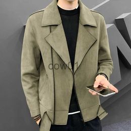 Men's Jackets 2021 autumn winter new men's fashion business self-cultivation leather fleece tailored woolen coat men casual solid color jacket J231102