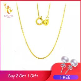 NYMPH Genuine 18K White Yellow Gold Chain 18 inches au750 Cost Necklace Pendant Wendding Party Gift For WomenG1002 LJ20083263j