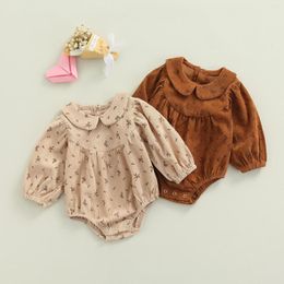 Rompers Lioraitiin 0-24M Born Infant Baby Girl Autumn Fashion Bodysuit Long Sleeve O-neck Bottom Snap Button Warm Jumpsuit