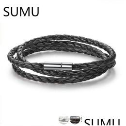 Chain Link Chain Sumu 6 Colour Wholesale Long Adjustable Magnet Buckle Uni Leather Bracelets For Women And Men Fashion Jewelr Dhgarden Dhuis