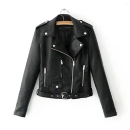 Women's Jackets Winter For Women Leather Jacket Autumn Lapel Motor Coat Zip Biker Short Punk Cropped Top Loose Coats