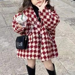 Jackets Girls Jacket Plaid Thickness Kids Coats Children Outerwear Autumn Spring 23-A23