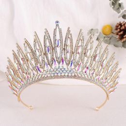 Hair Clips AB Shinning Bride Wedding Crown Exquisite Crystal Rhinestone Large Tiaras Pageant Headdress