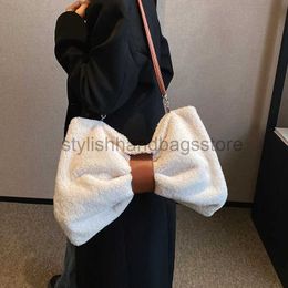 Shoulder Bags Handbags Bowknot Design Luxury Cashmere Wool and Handbag Women's Handbag 2023 New Leater Soul Crossbody Bag Women's Plus Bagstylishhandbagsstore