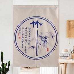 Curtain Chinese Landscape Blue Plant Noren Red Lotus Door Linen Tapestry For Study Home Decor Bedroom Kitchen