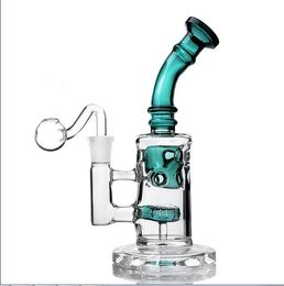 8.4 inchs Purple Bong Recycler Dab Rigs Hookahs Smoking Percolator Glass Water Pipes Dabber Tobacco Accessories With 14mm Bowl