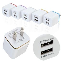Travel Dual USB Wall Chargers 2.1A AC Power Adapter for iphone 7 8 12 13 14 15 samsung S10 S20 S23 Huawei htc lg b1