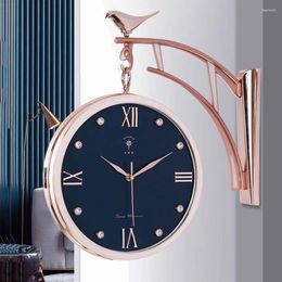 Wall Clocks Living Room Clock Home Decor Quartz Gift Classic Elegant Hands Hooks Gold Round Black Glass Wandklok