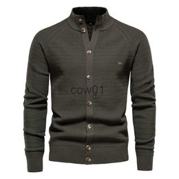 Men's Sweaters AIOPESON Knitted Mens Cardigan Cotton High Quality Button Mock Neck Sweater for Men New Winter Fashion Designer Cardigans Men J231102