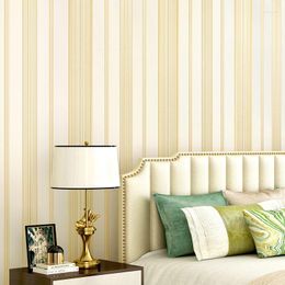 Wallpapers Modern Striped Contact Wall Paper Yellow Blue Non-Woven Wallpaper For Kids Boys Girls Bedroom Living Room Decor Papel De Parede