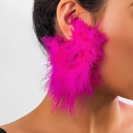 Stud Salircon Bohemian Colorful Feather Hoop Earrings Fashion Exaggerate Large Round Charm Banquet Party Women s Jewelry 231101