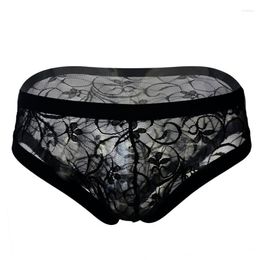 Underpants Sexy Man Underwear Briefs Transparent Mens Hollow Mesh See Through Hombre Panties Sissy Plus Size