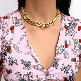 Chains Flashbuy Punk Chunky CCB Acrylic Thick Chain Gold Colour Choker Necklace Female Clavicle Collar Fashion Jewellery