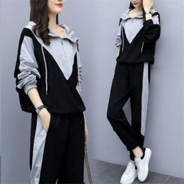 Women's Two Piece Pants Set Tracksuits Autumn Women Solid Color Hooded Sweatshirt And Pant Tracksuit Sport Suit