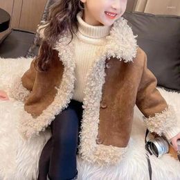 Jackets Girls Jacket Suede Fleece Kids Coats Children Outerwear Autumn Winter 23-A109