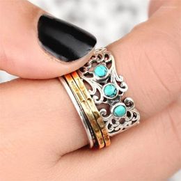 Wedding Rings Boho Vintage Natural Stone For Women Hollow Out Geometric Ring Jewellery Christmas Gift Bague