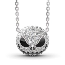 Nightmare before Christmas Skeleton Necklace Jack Skull Crystals Pendant Women Witch Necklace Goth Gothic Jewellery Whole J1218324n