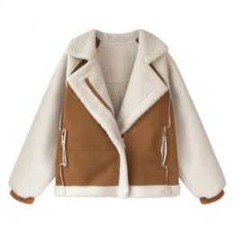 Women's Wool Blends Women Winter Faux Fur Suede Jackets Coat Thicken Warm Lambs Wool Teddy Coats Ladies Loose Oversized Outwear Tops 231102