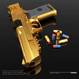 Rich Gold Shell Ejection Soft Bullet Gun Desert Eagle Toys Pistol Gun Model Children Kids Gifts Outdoor Game Adult 2036