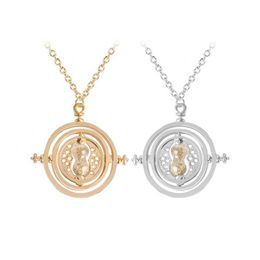 24 Pcs Lot Selling 2 8 cm Diameter Time Turner Necklace Movie Jewellery Rotating Hourglass Pendant Bulk Whole 220228297P