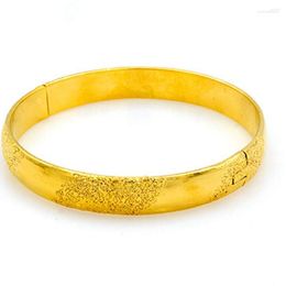 Bangle 10mm Surface Smooth Scrub Solid Women Bracelet Gold Filled Classic Wedding Bridal Accessories Diameter 6cm Polished