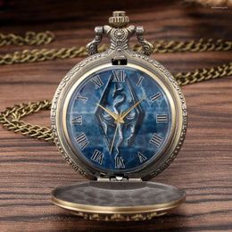 Pocket Watches Bronze/Grey Black Magic Crutch Dragon Totem Quartz Analog Men Women Fob Chain Necklace Pendant Clock Antique Gift