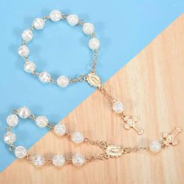 Necklace Earrings Set 20Pcs Baptism Favors With Cross Mini Rosaries Acrylic Beads Bracelet Christening Communion Finger Rosarie