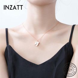 Inzatt Real 925 Sterling Silver Seni Seviyorum Moda Kadınlar İçin Zarf Kolye Kolye Güzel Takılar Sevimli Aksesuarlar LJ201009299T