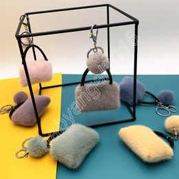 Lovely Key Wallets Faux Fur Ball Keychain Pompom Fluffy Lovely Zero wallet modeling Key Chain KeyRing Women Bag Christmas gifts