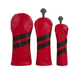 Other Golf Products 3Pcs PU Leather with Interchangeable Tags Long Neck Golf Club Head Protective Sleeve Waterproof Golf Club Head Covers Set 231101