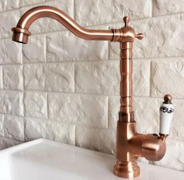 Bathroom Sink Faucets Antique Red Copper Deck Mount Kitchen Vanity Faucet Single Handle Cold Water Taps Znf400