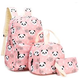 School Bags Panda Pattern Bag For Girls Backpack Students Teenagers With Children's Lunch Pencil Case