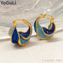 Stud Modern Jewellery Pretty Design High Quality Brass Metal Geometric Blue Earrings For Girl Women Gift 2023 Trend Accessories 231101