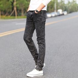 Men's Jeans Simple Skinny Straight Leg Men Zipper Button Teenager Slim Fit Pencil Dressing Up